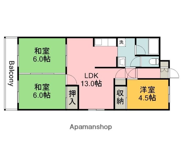 広島県広島市東区牛田早稲田4丁目の賃貸マンションの間取り