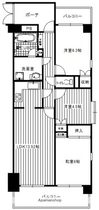 広島県広島市中区舟入本町の賃貸マンションの間取り