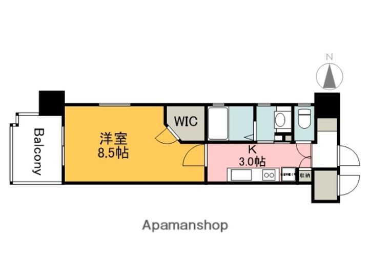 広島県広島市中区住吉町の賃貸マンション801の間取り