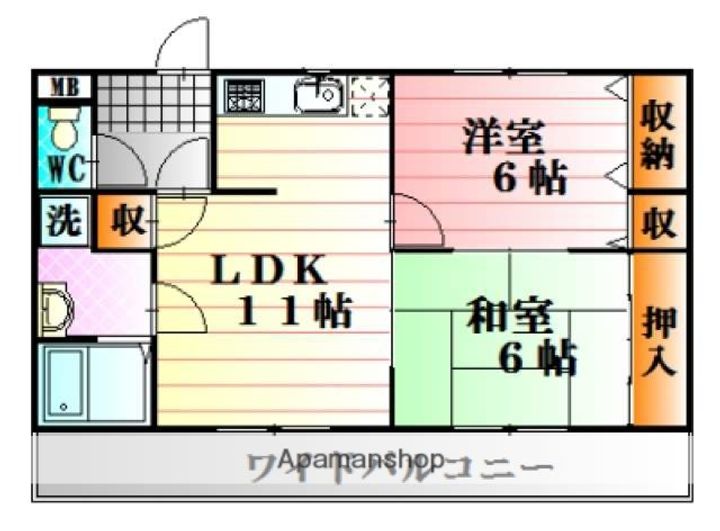 広島県広島市東区戸坂山崎町の賃貸マンションの間取り