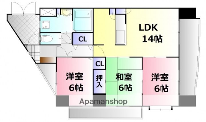 広島県広島市安佐南区八木9丁目の賃貸マンションの間取り
