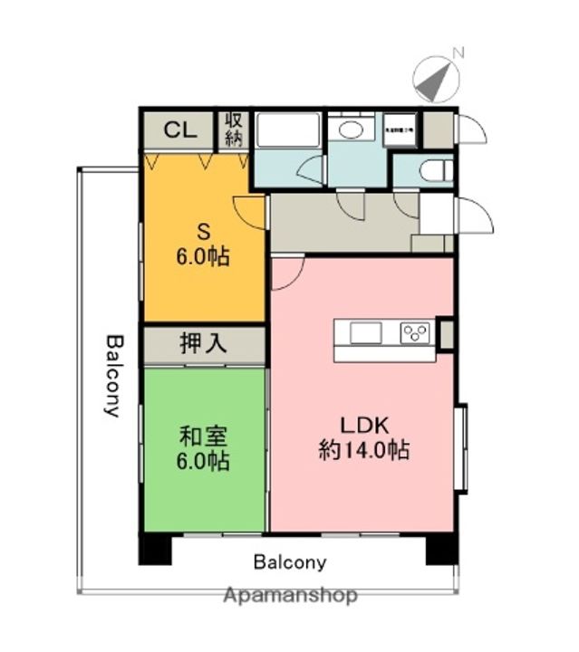広島県広島市安佐南区西原2丁目の賃貸マンションの間取り