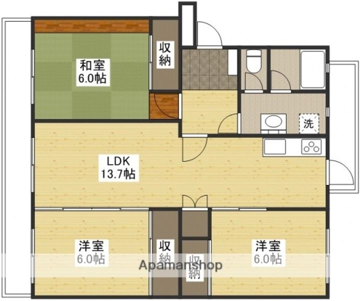 広島県広島市佐伯区海老園4丁目の賃貸マンションの間取り
