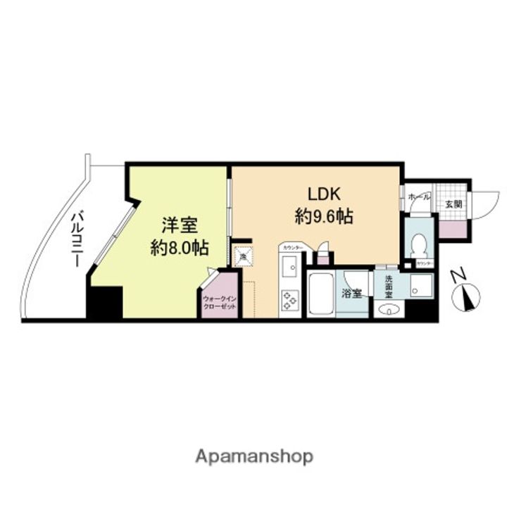 広島県広島市中区鉄砲町の賃貸マンション404の間取り