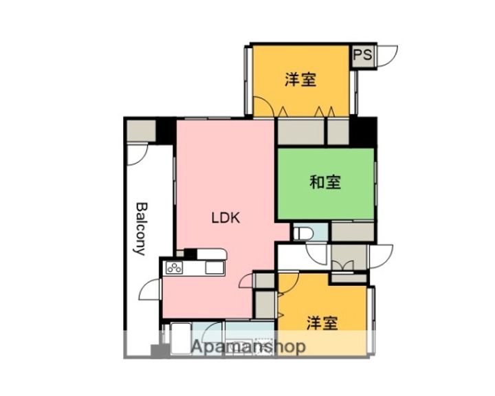 広島県広島市東区戸坂中町の賃貸マンションの間取り