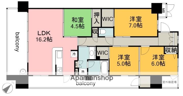 広島県広島市中区加古町の賃貸マンションの間取り