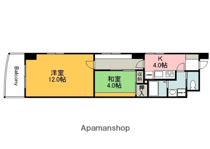 広島県広島市中区宝町の賃貸マンション401の間取り