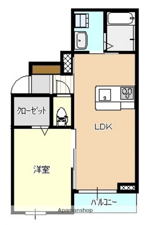 広島県広島市中区広瀬北町の賃貸アパートの間取り