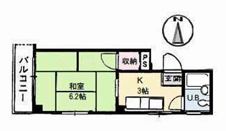 広島県広島市中区東白島町の賃貸アパートの間取り
