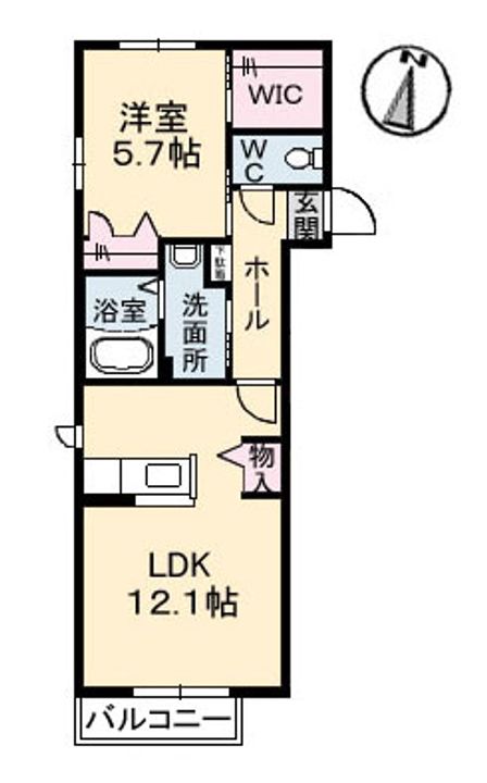 広島県広島市安佐南区西原6丁目の賃貸アパートの間取り