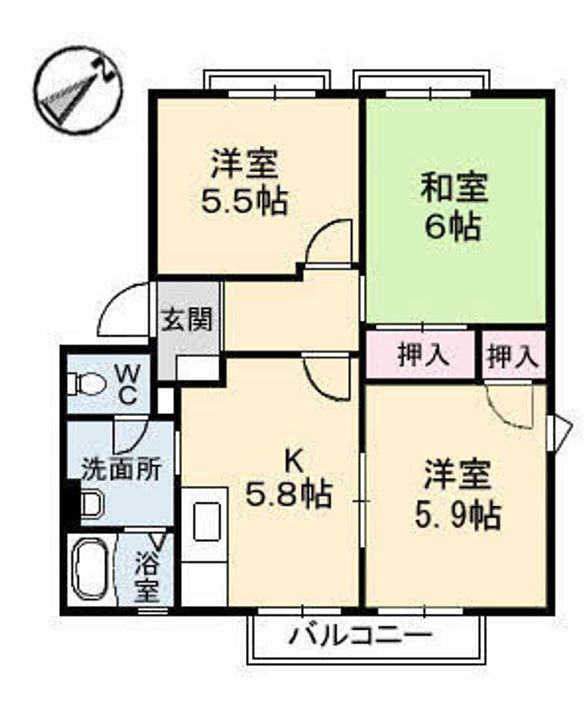広島県広島市佐伯区五日市6丁目の賃貸アパートの間取り