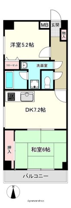 広島県広島市南区段原2丁目の賃貸マンションの間取り
