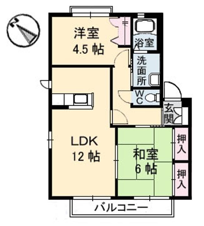 広島県広島市安芸区中野5丁目の賃貸アパートの間取り
