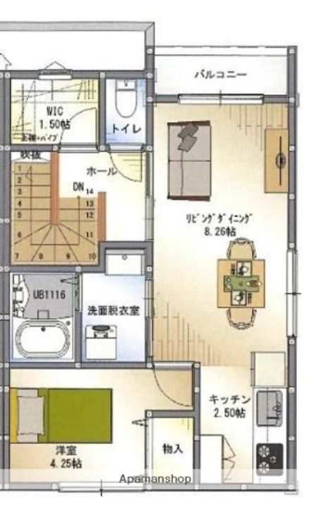 広島県廿日市市新宮2丁目の賃貸アパートの間取り