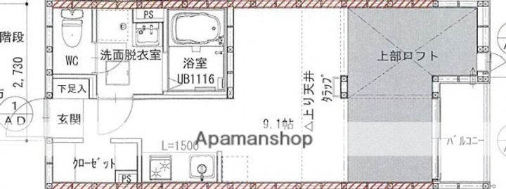 広島県広島市中区江波二本松2丁目の賃貸アパートの間取り