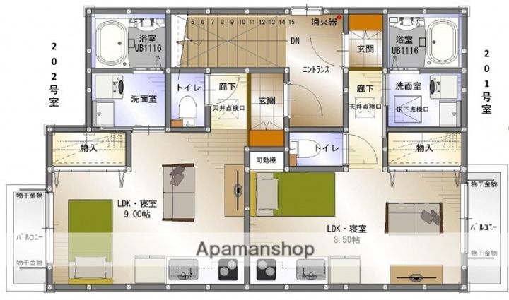 広島県広島市安佐南区緑井1丁目の賃貸アパートの間取り