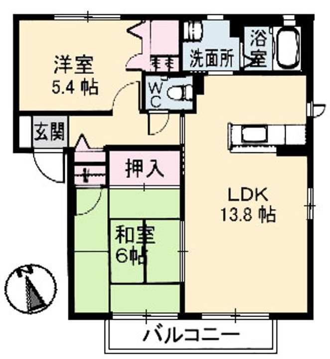 広島県広島市西区高須台4丁目の賃貸アパートの間取り