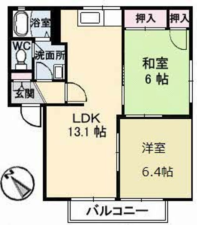 広島県広島市安芸区矢野南3丁目の賃貸アパートの間取り