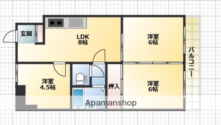 広島県広島市西区南観音8丁目の賃貸マンションの間取り