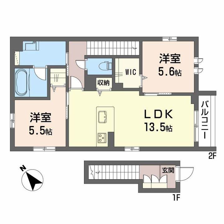 広島県広島市安佐南区川内1丁目の賃貸アパートの間取り