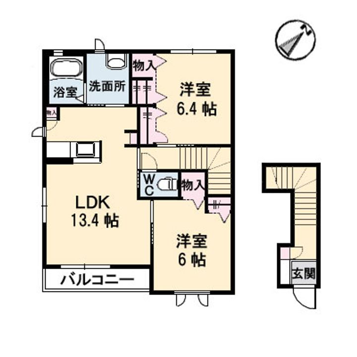 広島県広島市東区戸坂惣田1丁目の賃貸アパートの間取り