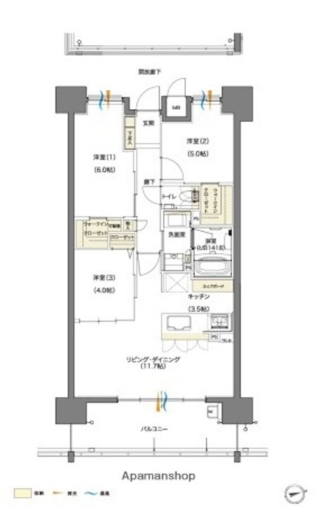広島県広島市安佐南区中筋1丁目の賃貸マンションの間取り