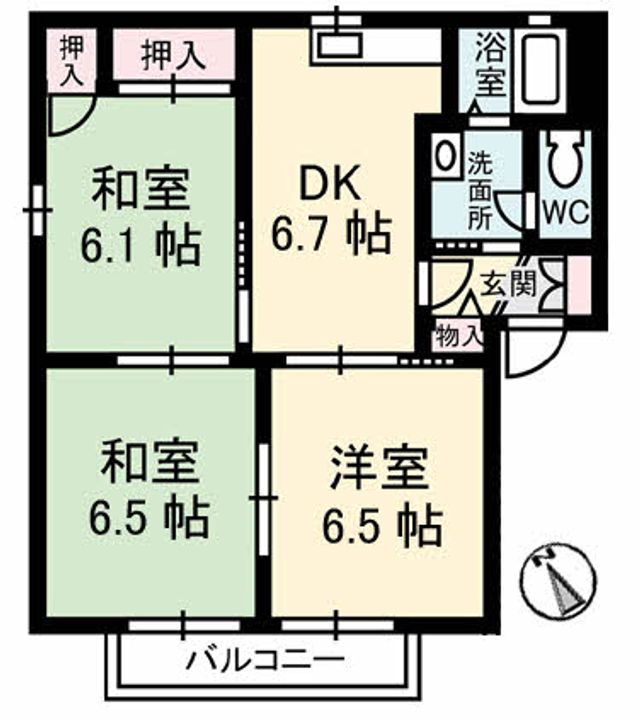 広島県広島市安佐北区可部南1丁目の賃貸アパートの間取り