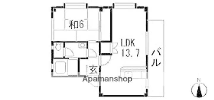 広島県広島市安佐北区亀山2丁目の賃貸マンション201の間取り