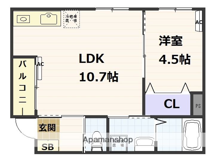 広島県広島市西区井口明神3丁目の賃貸アパートの間取り