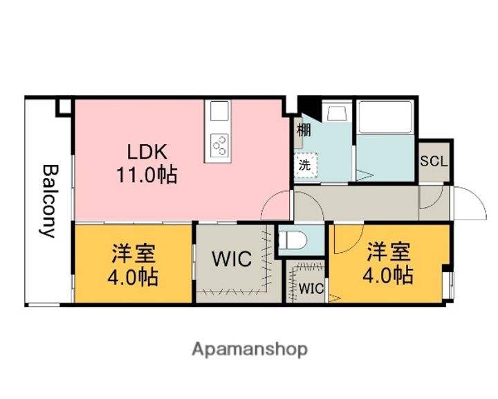 広島県広島市中区十日市町2丁目の賃貸マンションの間取り