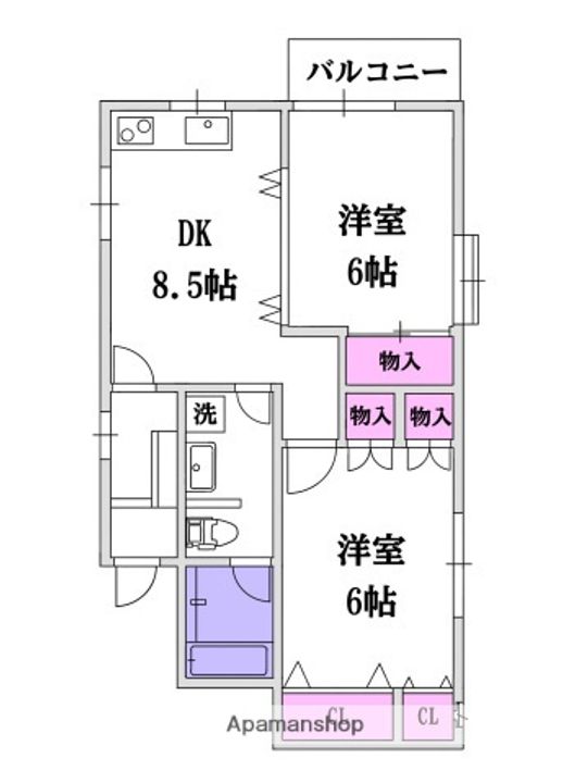 広島県広島市中区江波南2丁目の賃貸アパート301の間取り