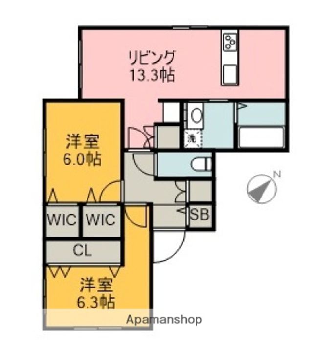 広島県広島市西区古江新町の賃貸マンションの間取り