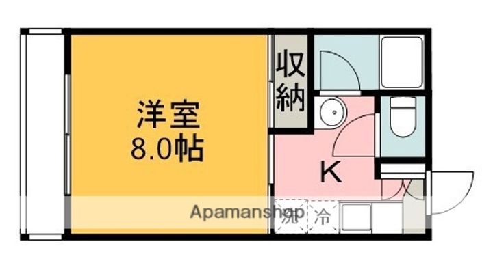 広島県東広島市西条中央4丁目の賃貸アパート411の間取り