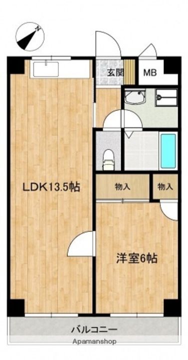 広島県広島市中区江波二本松1丁目の賃貸マンションの間取り