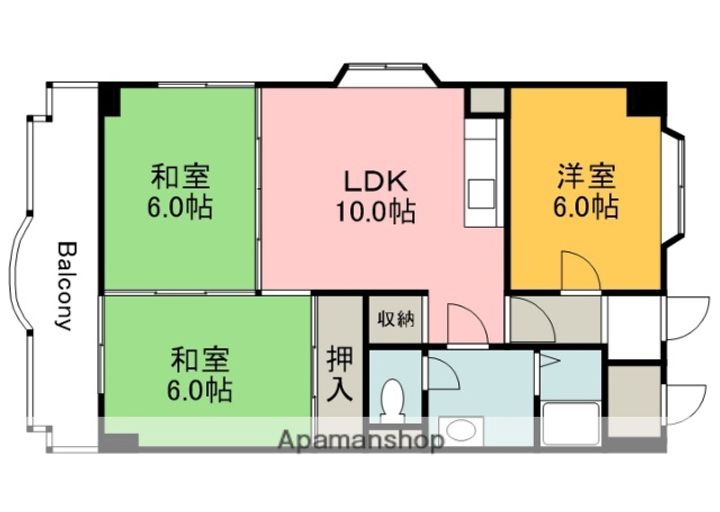 広島県広島市安佐南区東原3丁目の賃貸マンションの間取り
