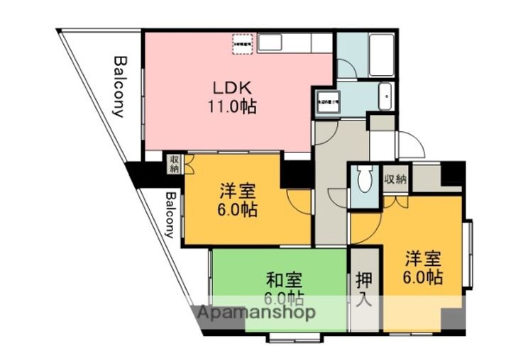 広島県広島市南区仁保新町1丁目の賃貸マンションの間取り