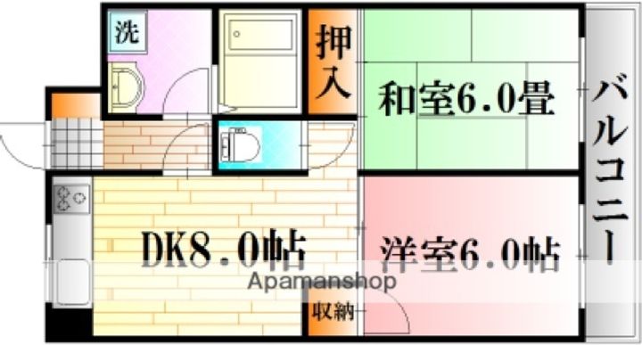 広島県広島市安佐南区東原3丁目の賃貸マンション507の間取り