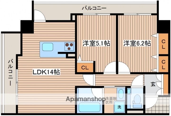 広島県広島市中区東白島町の賃貸マンションの間取り