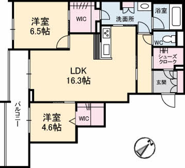 広島県安芸郡海田町南幸町の賃貸マンションの間取り
