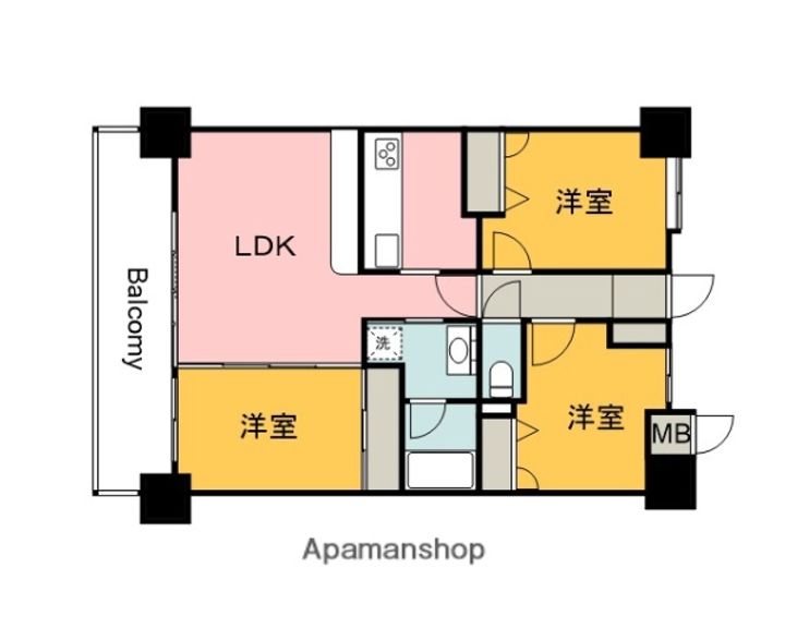 広島県広島市南区宇品西3丁目の賃貸マンションの間取り