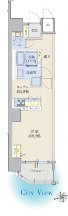 広島県広島市中区上幟町の賃貸マンションの間取り