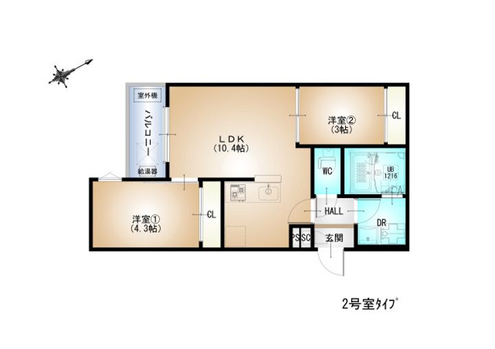 REGALESTーF 船越302号室の間取り