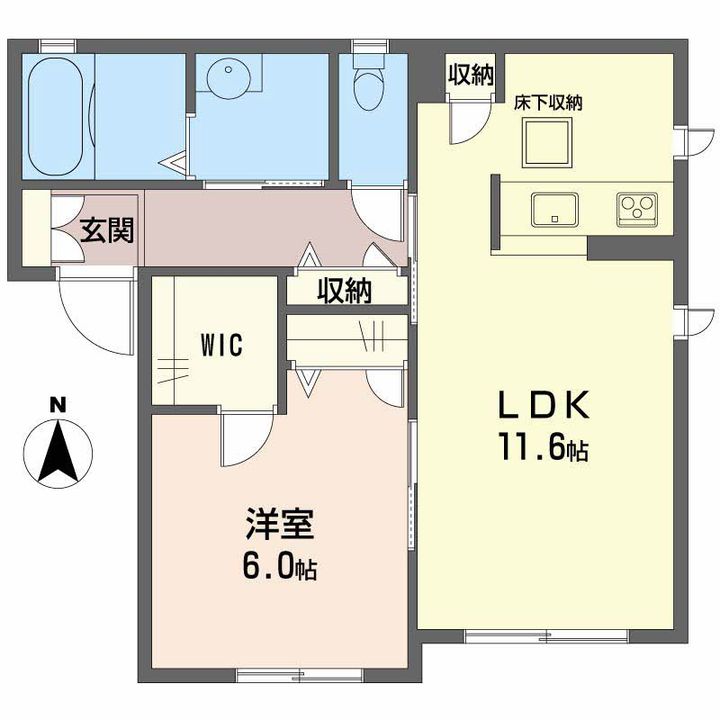 広島県大竹市白石1丁目の賃貸アパートの間取り