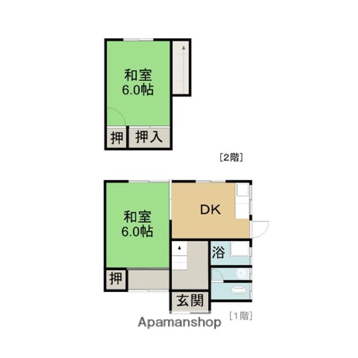 広島県大竹市玖波6丁目の賃貸アパートの間取り