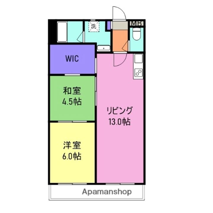 山口県岩国市平田6丁目の賃貸マンション402の間取り