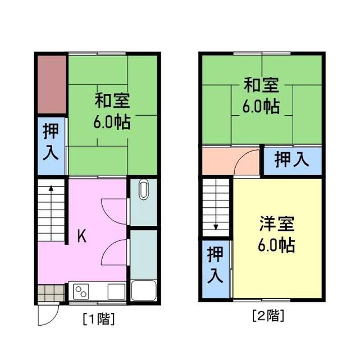山口県岩国市牛野谷町3丁目の賃貸アパートの間取り