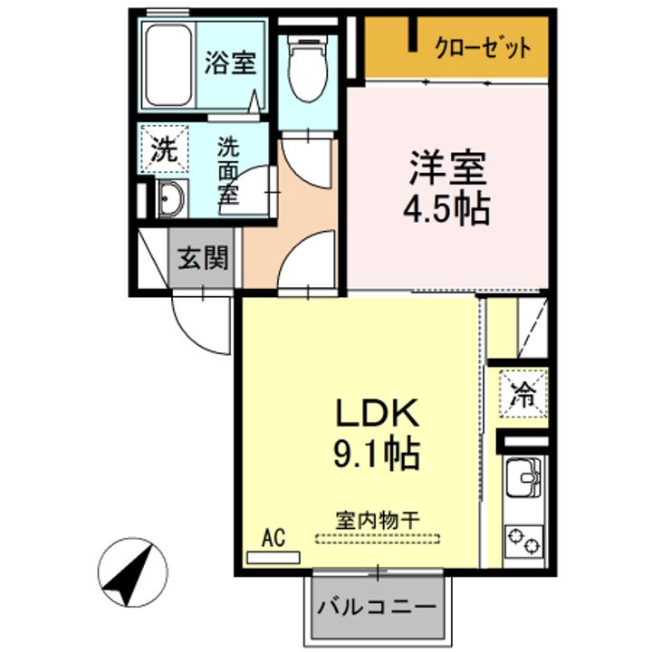 DーROOM大屋 B棟の間取り