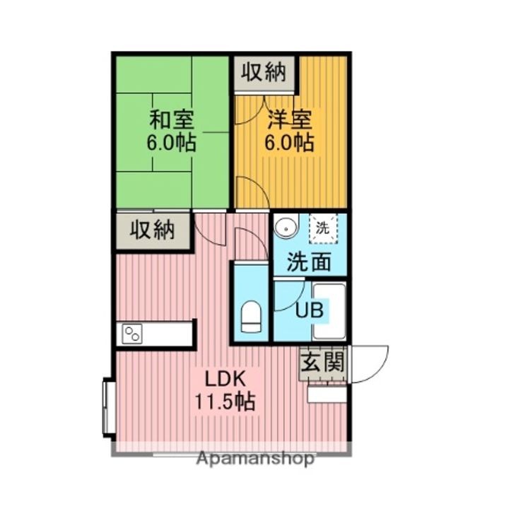 山口県岩国市今津町3丁目の賃貸アパートの間取り