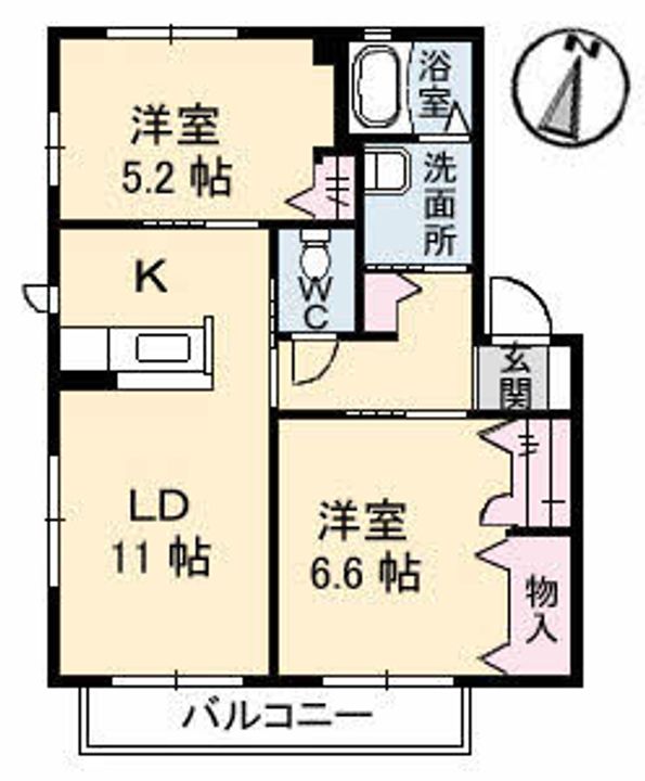 シャーメゾンヤナイBの間取り