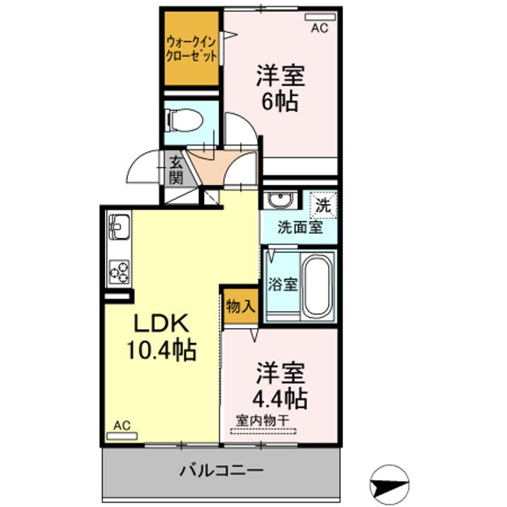 オッツセンチュリー長府 B棟の間取り